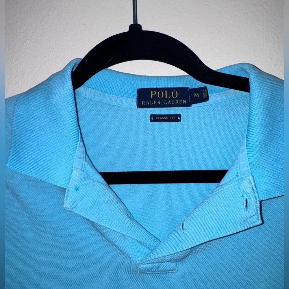Polo Ralph Lauren Men’s Medium Classic Fit Blue Polo Shirt Cotton - Picture 4 of 9